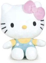 Hello Kitty Zittend (Turquoise/Geel) Pluche Knuffel 17 cm {Speelgoed Knuffeldier Knuffelpop voor kinderen jongens meisjes | Hello Kity Kat Cat Plush Toy}