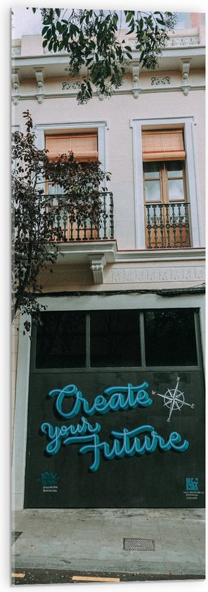 Acrylglas - Gebouw - Huis - Tekst - Boom - Balkon - Ramen - 30x90 cm Foto op Acrylglas (Wanddecoratie op Acrylaat)
