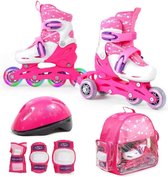 Bol.com 2-in-1 inlineskates voor kinderen verstelbare inlineskates + beschermingsset + helm + tas aanbieding
