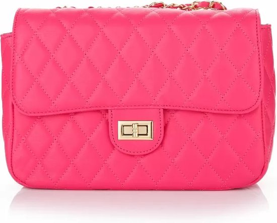 Bijoutheek Tas Cross-over geruit PU Fuchsia