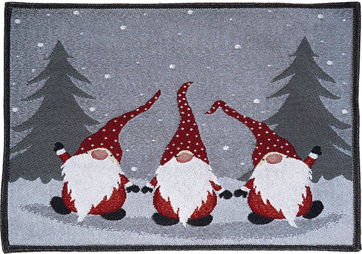 Placemat - Gobelinstof - Kerst - Wichtel met dennenboom - Loper 33 x 46 cm