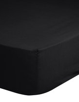 Perfecte katoen geweven hoeslaken zwart - 100x200 (eenpersoons extra breed) - hoogwaardig - zacht en ademend - rondom elastiek - hoge hoeken - optimaal slaapcomfort
