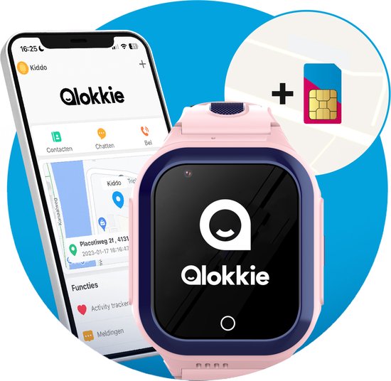 Qlokkie Kiddo GO - Montre GPS Enfant 4G - Tracker GPS - Appel vidéo -  Définir la zone