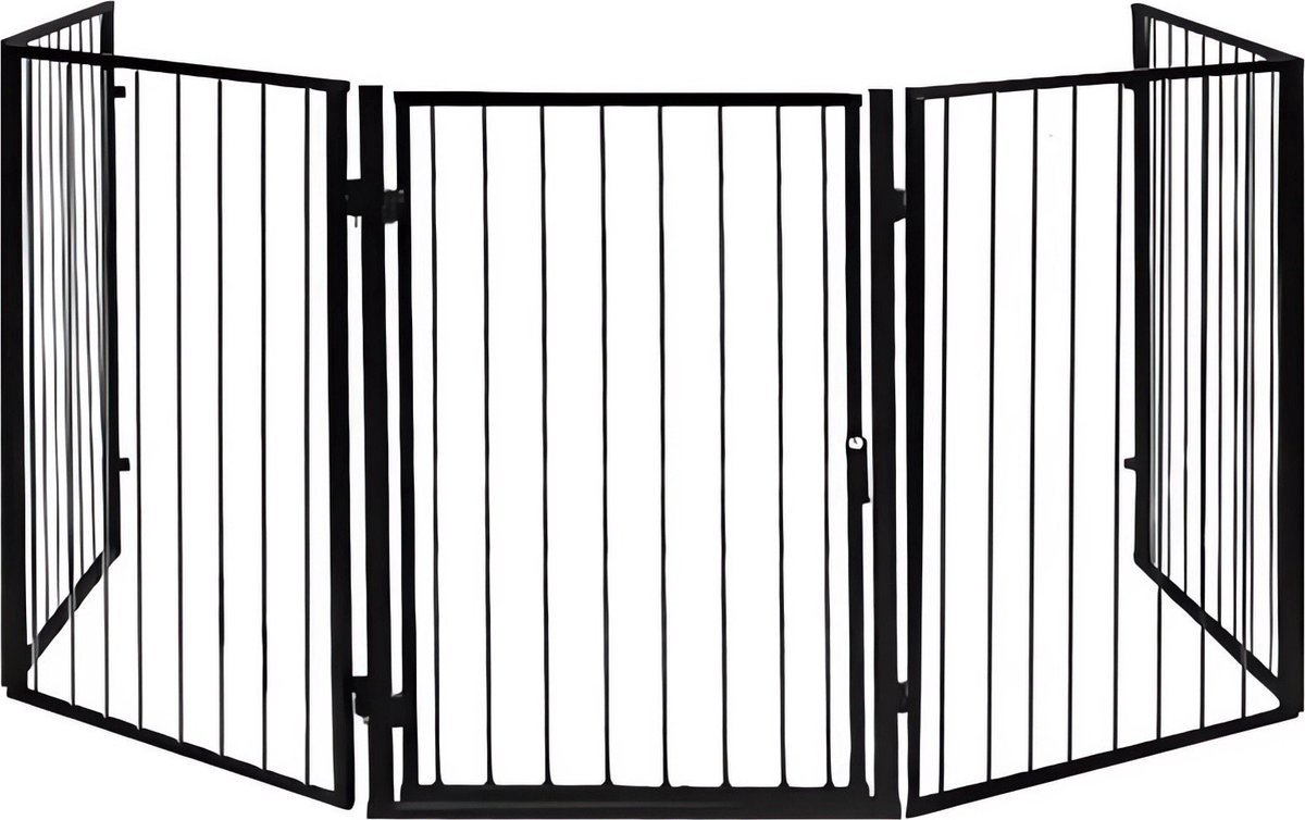 relaxdays Clôture de sécurité cheminée - clôture de poêle - 5 panneaux -  avec barrière