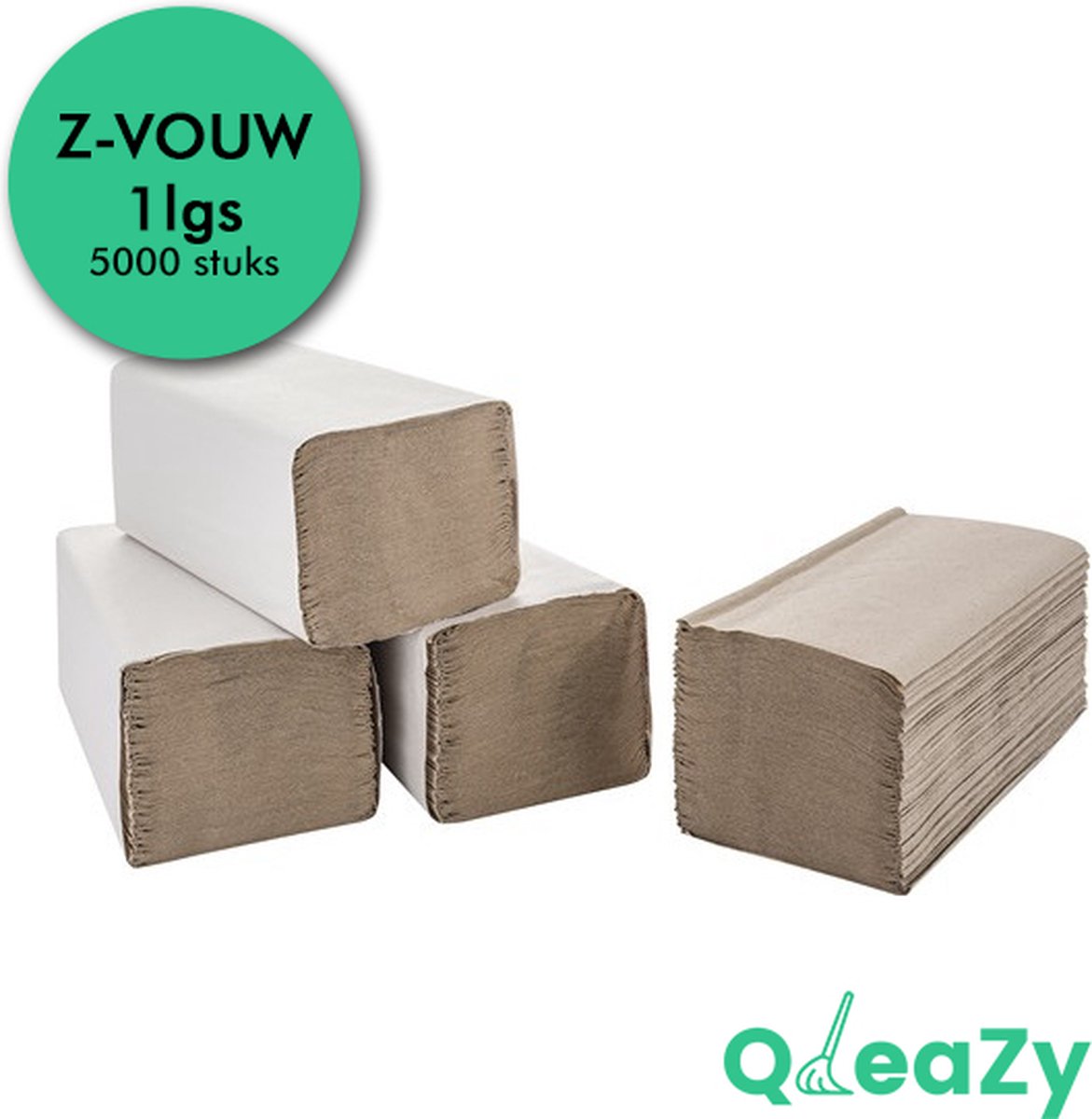Goedkoopste QleaZy Papieren Handdoekjes Z-vouw - 1-lgs - 5000 Handdoekjes - Z-FOLD