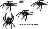 288x Creepy zwarte spin 4cm - Spinnen - Halloween thema feest griezel black spider jungle fun festival dieren