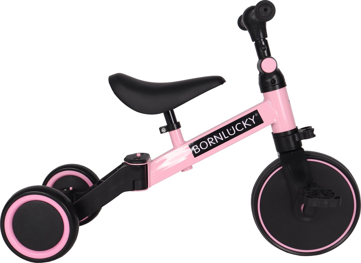 Born Lucky 4 in1 Driewieler / Loopfiets & Balance Bike - Roze — afbeelding 9