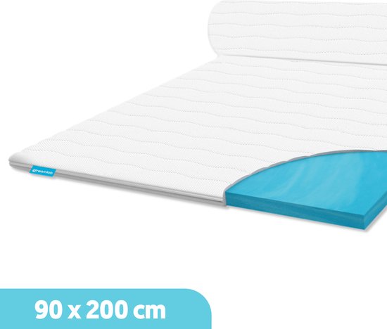 Dreamlab Topper matras 90x200 – 1 Persoons Topdekmatras - Naturalis® HR Koudschuim – Antibacterieel - Orthopedisch Verantwoord - 4 Seizoenen - Incl Wasbare Hoes