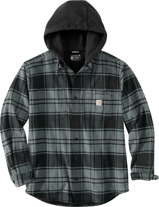 Chemise de travail - Veste en flanelle à capuche - Doublée polaire - Basil Heather - Carhartt - taille M (convient comme L)