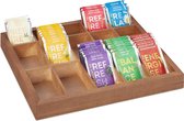 Boîte de tri en bois Relaxdays 15 compartiments - grande boîte de tri perles - boîte à thé sans couvercle