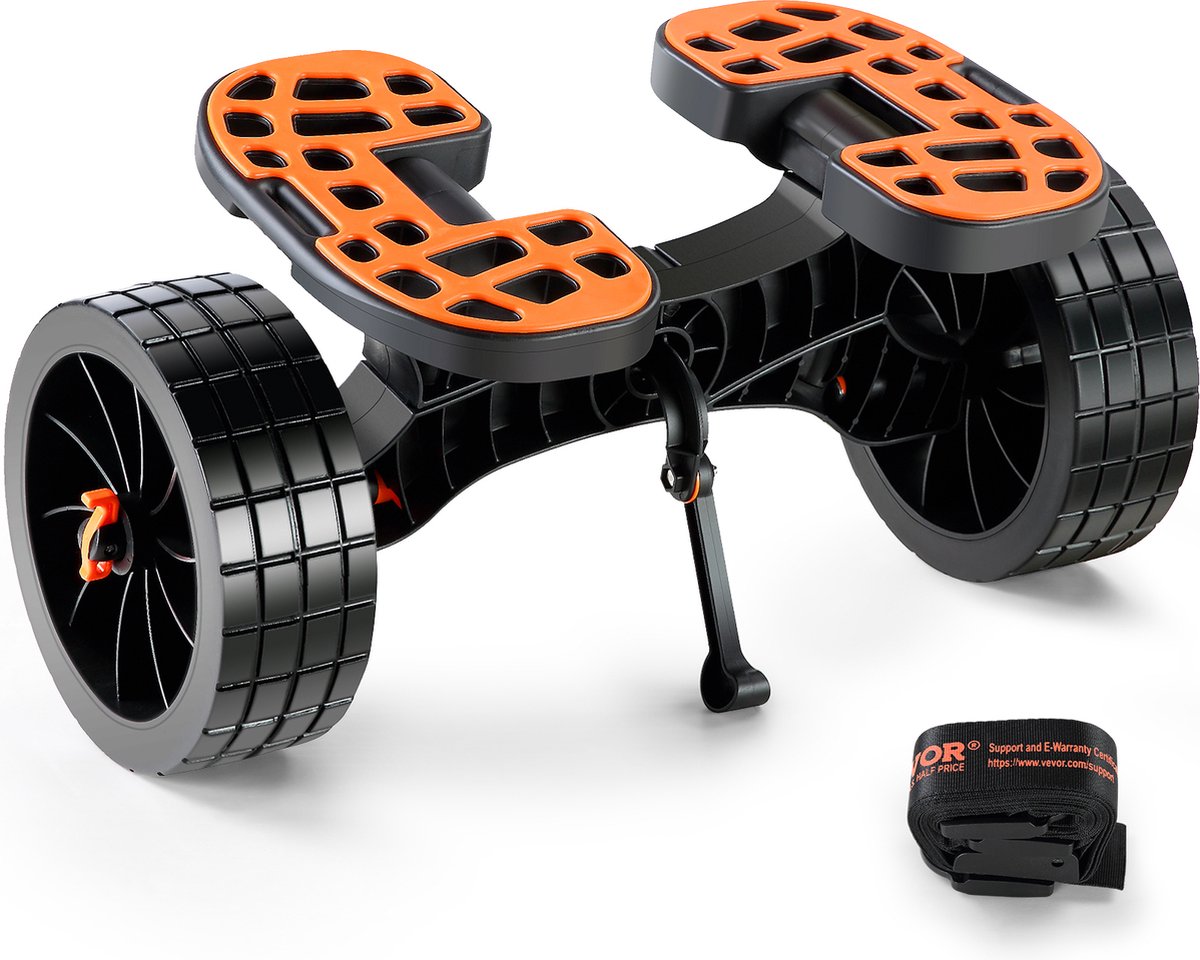 VEVOR 655 x 305 x 310 mm Kajaktrolley , Aluminiumlegering , Belastbaar tot 145kg , Dubbele Riem , Antislipcoating , All-terrain Massieve Banden , Afneembare Ontwerp , Kunnen Door Grasland , Grindwegen en Zandstranden Rijden