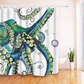 Douchegordijn textiel douchegordijn zacht met ringen 120x200cm, octopus douchegordijn badkuip digitale print anti-schimmel octopus, kinderdouchegordijn, polyester
