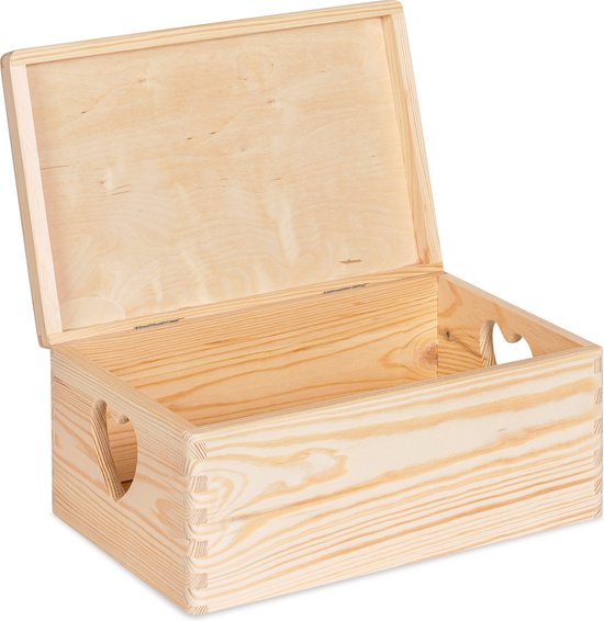 Caisse en bois brut de rangement (30 x 20 x 6 cm)