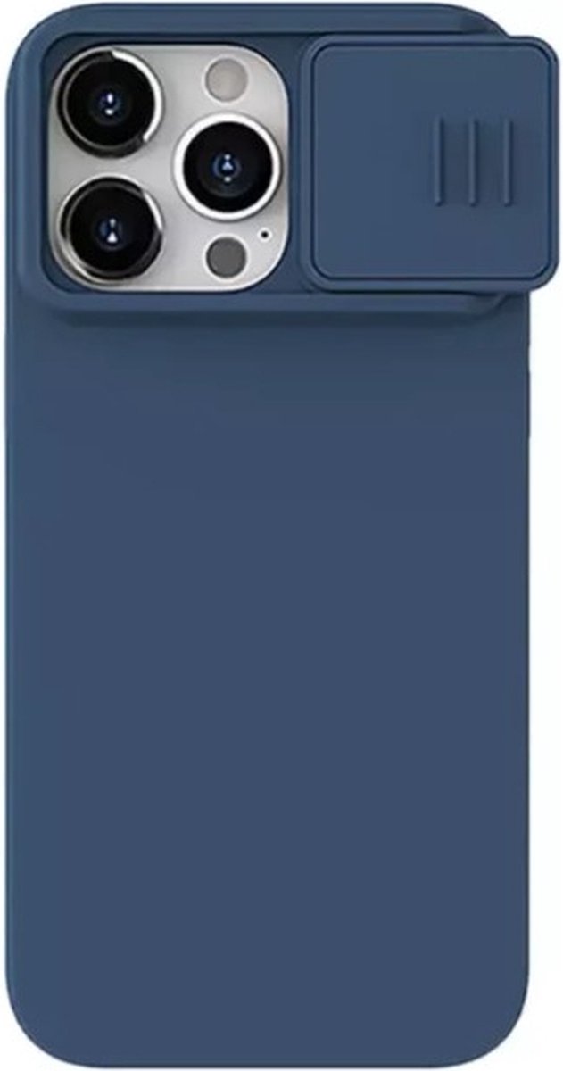 Geschikt voor Nillkin Apple iPhone 15 Pro Max Geschikt voor Mag Hoesje Camera Slider Navy