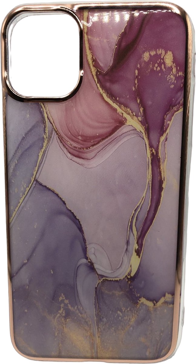Luxe Marmer Back Cover hoesje - Geschikt voor Apple iPhone 11 - Marmer - Luxe - Lila/Roze