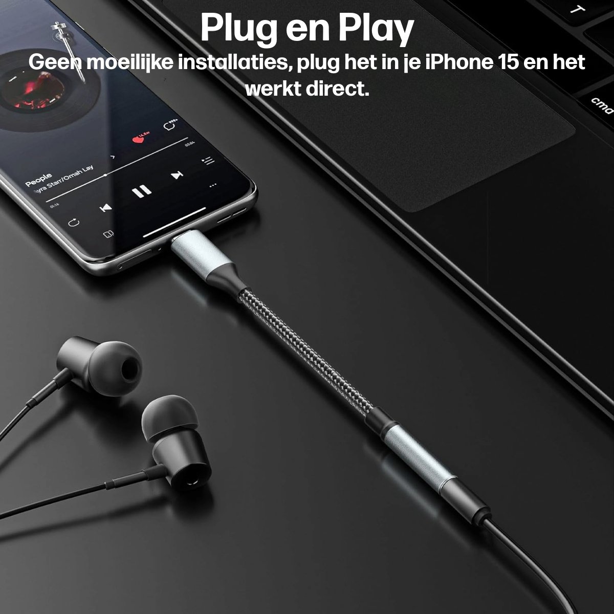 Adaptateur Jack Iphone Adaptateur USB-C Vers Jack 3.5mm HENGBIRD - 2 En 1 Avec Charge - Compatible IPhone 15, Samsung, Huawei USB-C To Lightning Headphone Audio Adapter For