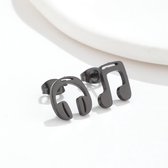 Gading® dames RVS oorknoppen met headphone-11mm-zwart