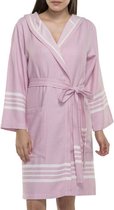 Hamam Badjas Sun Rose Pink - S - korte sauna badjas met capuchon - ochtendjas - duster - dunne badjas - unisex - twinning