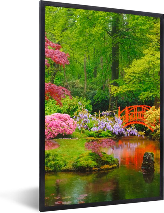 PosterMonkey - Poster - Fotolijst - Bomen - Bloemen - Brug - Japan - Water - Natuur - Kader - 20x30 cm - Muurdecoratie - Posterlijst - Poster Japan - Foto in lijst