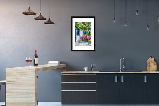 Fotolijst incl. Poster - Schilderij - Planten - Bloemen - Huis - Olieverf - 40x60 cm - Posterlijst