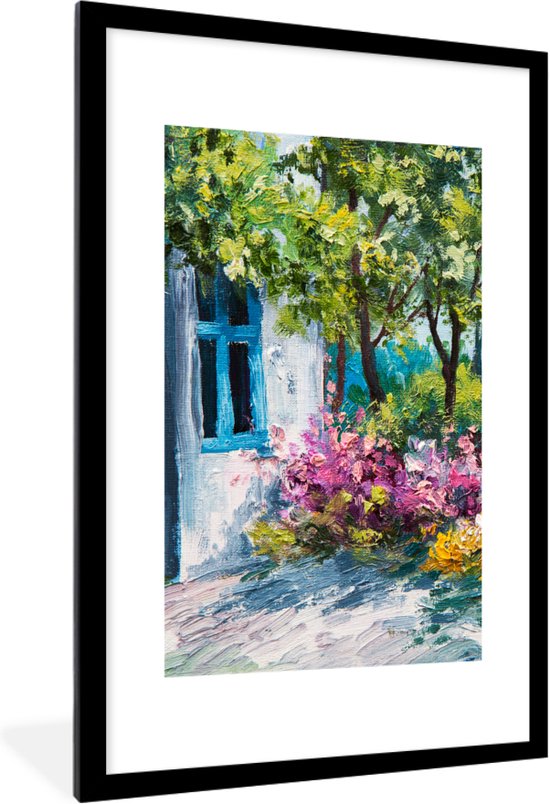 Fotolijst incl. Poster - Schilderij - Planten - Bloemen - Huis - Olieverf - 40x60 cm - Posterlijst
