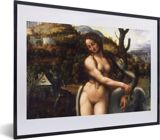 Fotolijst incl. Poster - Leda en de zwaan - Leonardo da Vinci - 60x40 cm - Posterlijst