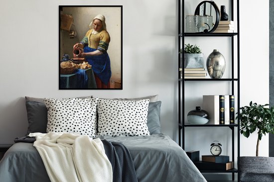 Cadre photo avec affiche - La Laitière - Peinture de Johannes Vermeer - 60x80 cm - Cadre pour affiche
