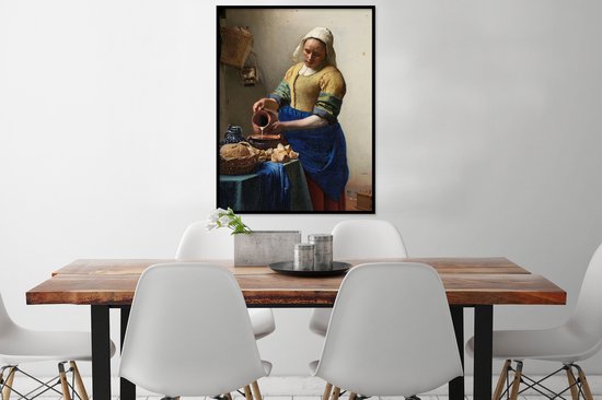 Cadre photo avec affiche - La Laitière - Peinture de Johannes Vermeer - 60x80 cm - Cadre pour affiche