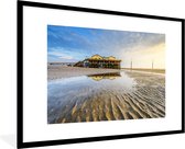 Image encadrée - Pavillon de plage du parc national allemand Schleswig-Holsteinisches Wattenmeer cadre photo 90x60 cm - Affiche encadrée (Décoration murale salon / chambre)