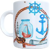 Bedrukte koffie beker - zee - sailer - zeilboot - schip - anker