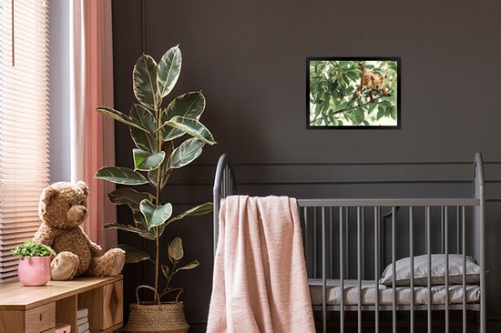 Cadre photo - Écureuil sur une branche cadre photo noir sans passe-partout 80x60 cm - Affiche sous cadre (Décoration murale salon / chambre)