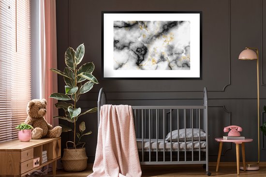 Fotolijst incl. Poster - Agaat - Goud - Marmer - Edelstenen - 120x80 cm - Posterlijst