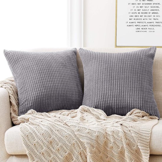 Housses de coussin, housses de coussin décoratives, kussen profond décoratif, coussins de canapé avec caché, pour canapé, 45 x 45 cm, grille lumineuse, lot de 2