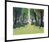 Fotolijst incl. Poster - Een illustratie van bomen en struiken - 80x60 cm - Posterlijst