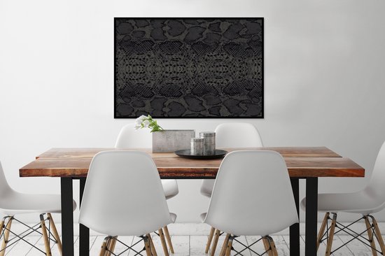 Fotolijst incl. Poster - Inductie beschermer - Leer - Structuur - Dierenhuid - 90x60 cm - Posterlijst