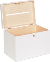 Boîte enveloppe en bois BAS - 30 x 20 x 23 cm - blanc - verrouillable à clé - coffret - boîte de rangement