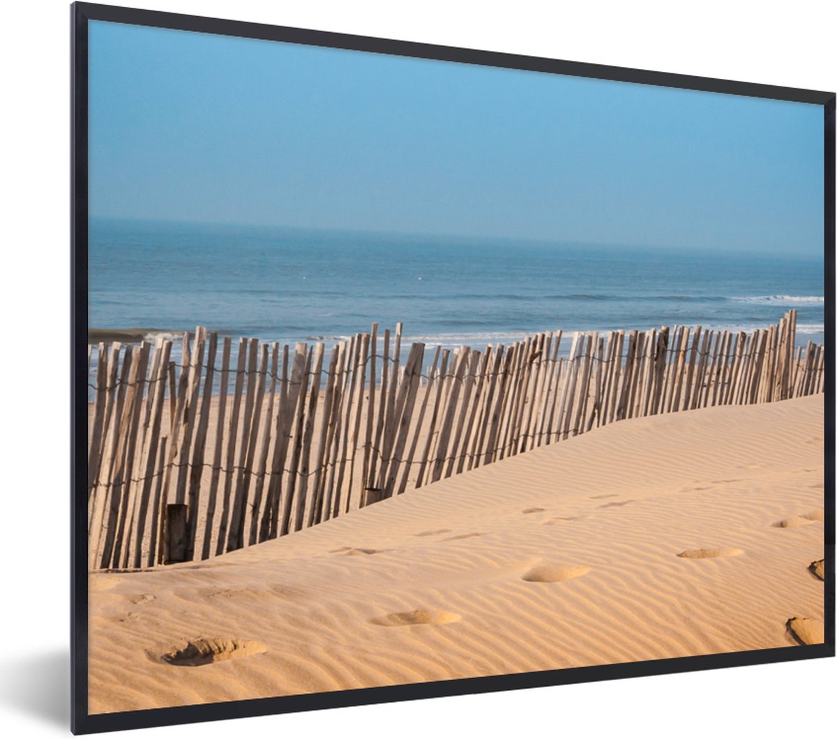 Poster in lijst - Fotolijst 40x30 cm - Posters - Strand - Zee - Palen - Posterlijst zwart 