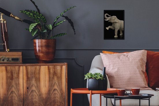 Fotolijst incl. Poster - Olifant - Dieren - Zwart - Portret - 20x30 cm - Posterlijst