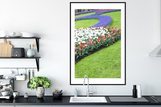 Photo dans le cadre - Parterres de fleurs dans le Keukenhof en Holland méridionale cadre photo 80x120 cm - Affiche dans le cadre (Décoration murale salon / chambre)