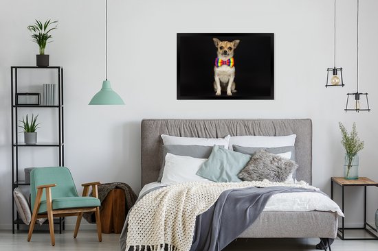 Fotolijst incl. Poster - Hond - Strik - Zwart - 120x80 cm - Posterlijst