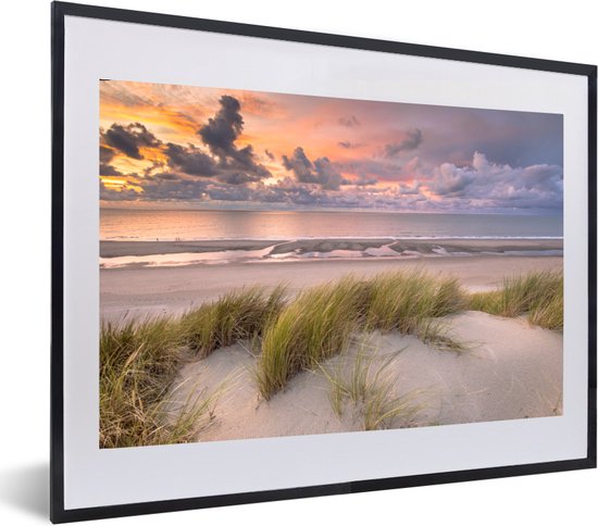 PosterMonkey - Cadre photo - Affiche plage - Plage - Mer - Dune - Coucher de soleil - Affiche encadrée - Décoration murale - Affiche - 60x40 cm - Cadre - Photo encadrée - Posters - Décoration murale