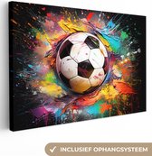 Canvas schilderij voetbal 180x120 cm - Slaap kamer decoratie tieners - Muurdecoratie canvasdoek - Muurdoek keuken interieur verf kleuren - Foto op canvas - Keukenschilderij woondecoratie - Slaapkamer schilderijen