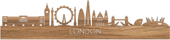Skyline London Eikenhout - 100 cm - Woondecoratie - Wanddecoratie - Meer steden beschikbaar - Woonkamer idee - City Art - Steden kunst - Cadeau voor hem - Cadeau voor haar - Jubileum - Trouwerij - WoodWideCities