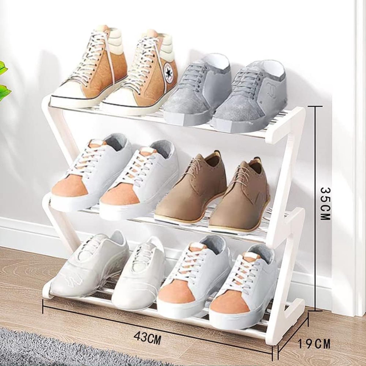 Petite étagère à chaussures, étagère à chaussures empilable 3 couches,  rangement pour chaussures, rangement léger pour