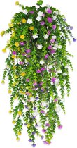 4 stuks kunstplanten, hangplanten, bloemen, hangplanten, kunstplanten, nep-kunstbloemen, hangend voor binnen, buiten, bruiloftsdecoratie (4 x hangende bloemen)
