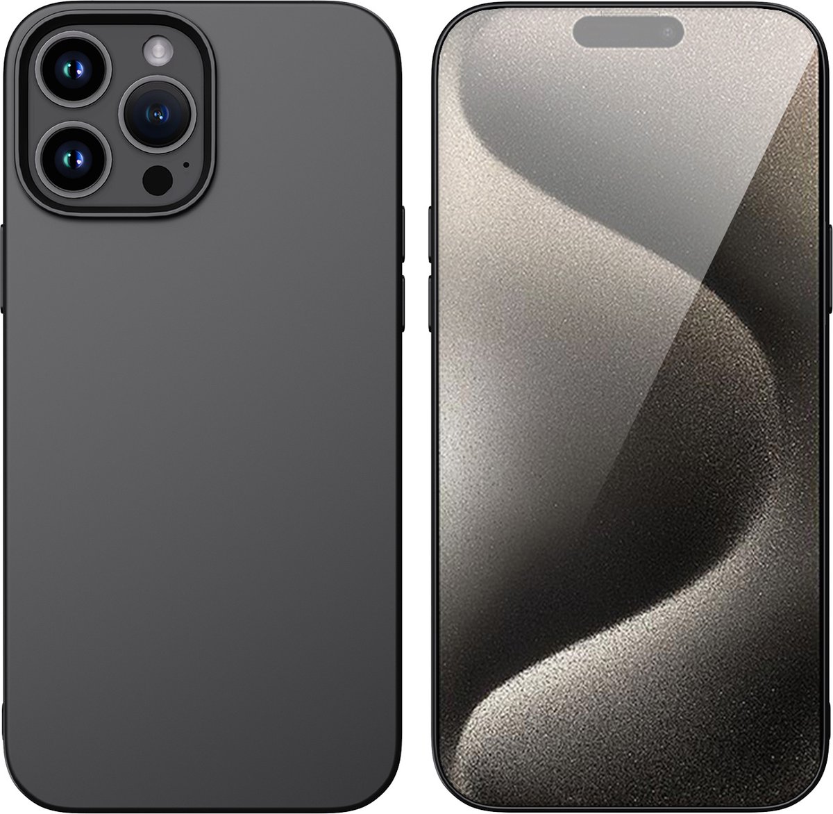 Hoesje Geschikt voor iPhone 15 Pro – Liquid siliconen Backcover – Zwart