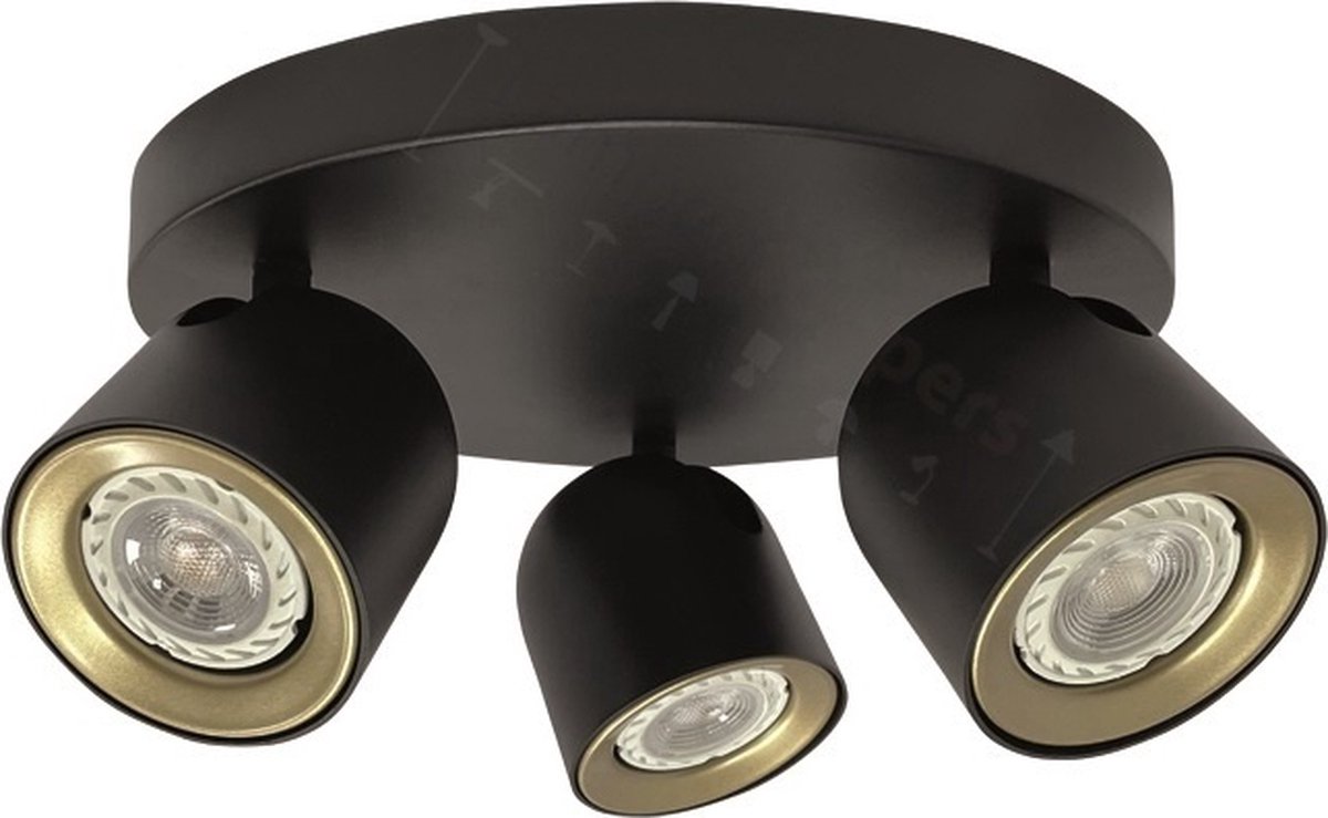 Solare Opbouwspot 3-lichts rond zwart - Modern - Freelight