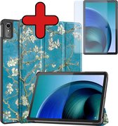 Hoes Geschikt voor Lenovo Tab M10 5G Hoes Book Case Hoesje Trifold Cover Met Screenprotector - Hoesje Geschikt voor Lenovo Tab M10 5G Hoesje Bookcase - Bloesem