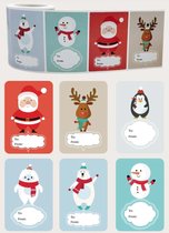 Kerst / Merry Christmas - Naamstickers - Feestdagen - Naam Sluitzegel - Sneeuwpop - Kerstman - Hert - Sneeuw Beer - Pinquin | 6 assorti - Kleur 11 | Stickers - Envelop sticker - Kaart | Cadeau – Gift – Cadeauzakje - DH collection
