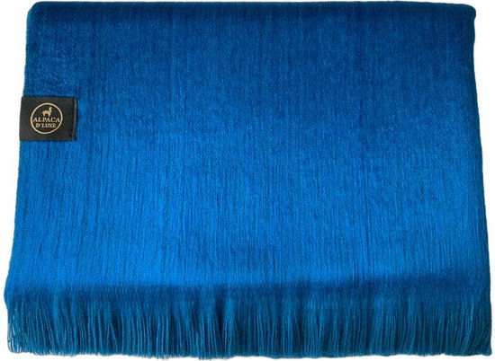 Alpaca D'Luxe Sjaal - Elektrisch blauw - Sjaal van alpacawol - Vrouwendag - Luxe cadeau - Zacht en van Kwaliteit - Handgemaakte sjaal - Dames - Heren - Cadeau - Écharpe - Elegant - Zakelijk - Scarf - Blue - Zacht en Warm - Women's day gift